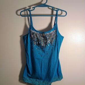 Justice Teal Sequin Camisole Top